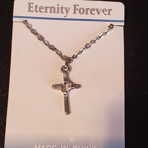 Eternity Forever 18K RGP Chain Necklace Cross - Picture 1 of 3